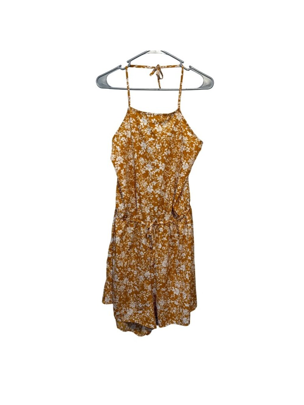 Arizona Jean Co. Mustard Floral Halter Neck Romper XXL